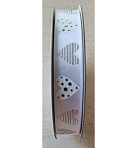 Deko Band Herzen weiss/silber