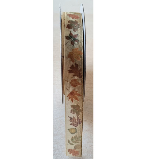 Deko Band Organza Blätter gelb