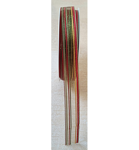 Deko Band Organza Gestreift grün