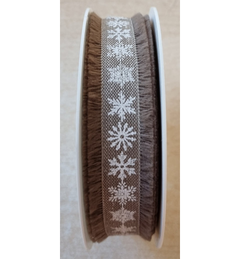Deko Band Schneeflocken braun