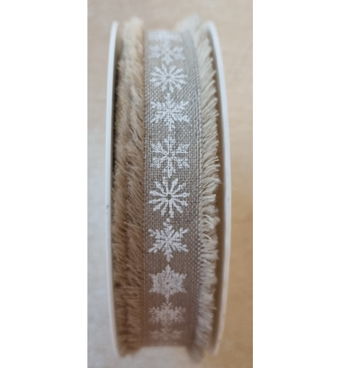 Deko Band Schneeflocken natur
