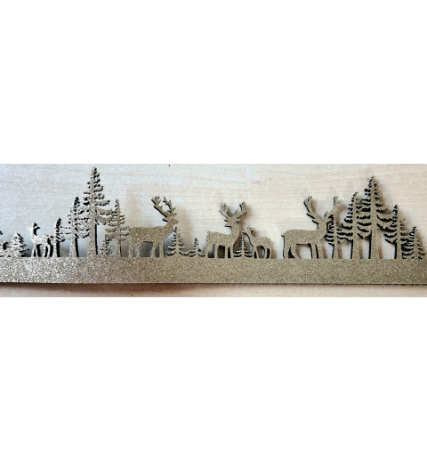 Deko Bordüre Hirsch/Wald gold