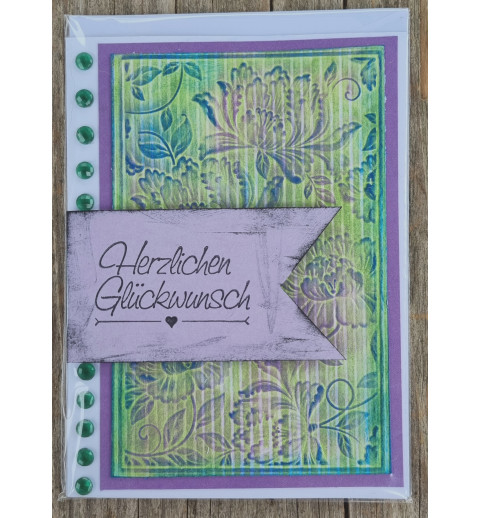 Herzlichen Glückwunsch Blumen grün/lila