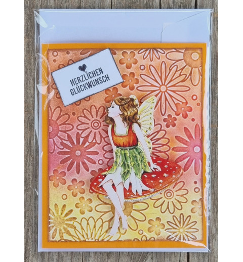 Herzlichen Glückwunsch Elfe orange/gelb