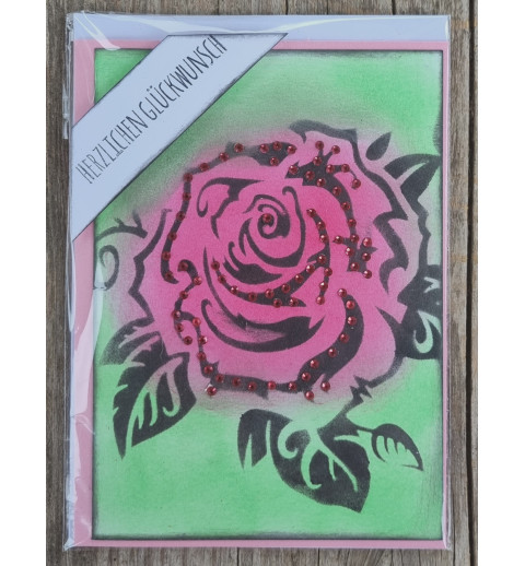 Herzlichen Glückwunsch Rose rot/grün