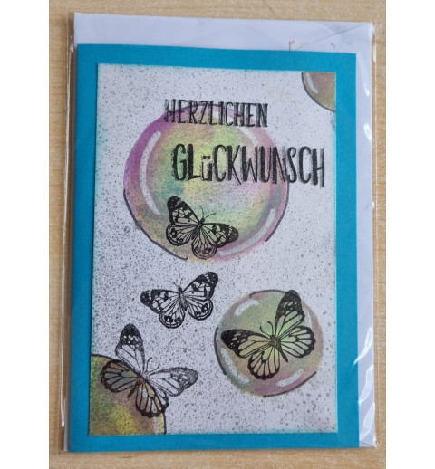 Herzlichen Glückwunsch Schmetterlinge/Blasen