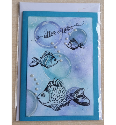Alles Liebe Fische blau/lila