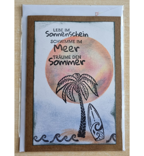 Lebe im Sonnenschein.....   Palme/Surfbrett  orange/braun