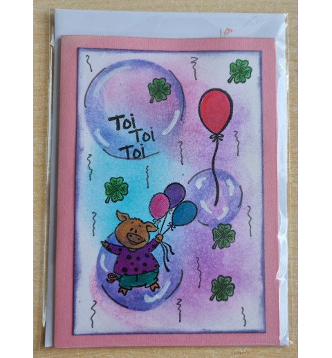 Toi Toi Toi   Schweinchen/Luftballons  rosa/violette