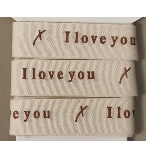 Dekoband I love you  creme/rot