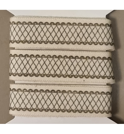 Dekoband Gemustert  creme/taupe