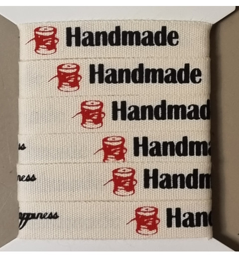 Dekoband  Handmade/Happyness  creme/rot/schwarz
