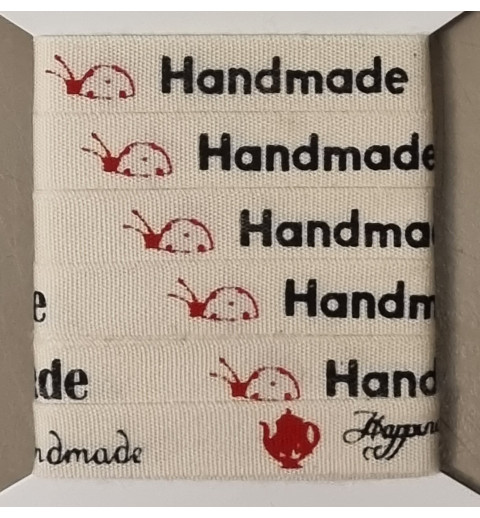 Dekoband  Handmade  creme/rot/schwarz