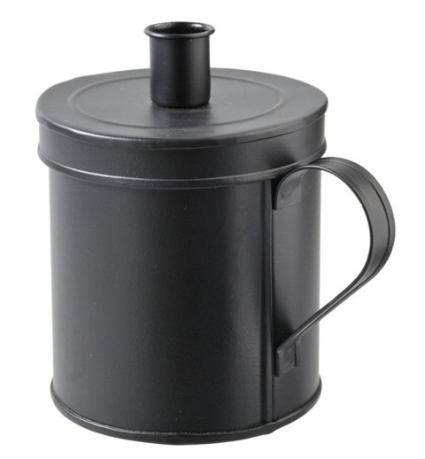 Metall Becher mit Kerzenhalterung schwarz
