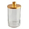 Glasgefäss mit Kerzenhalter gold