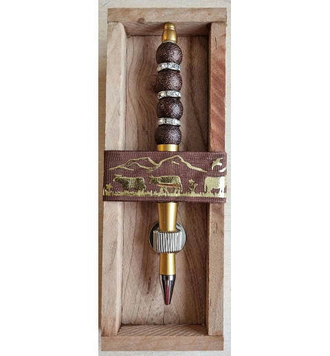 Kugelschreiber gold/braun