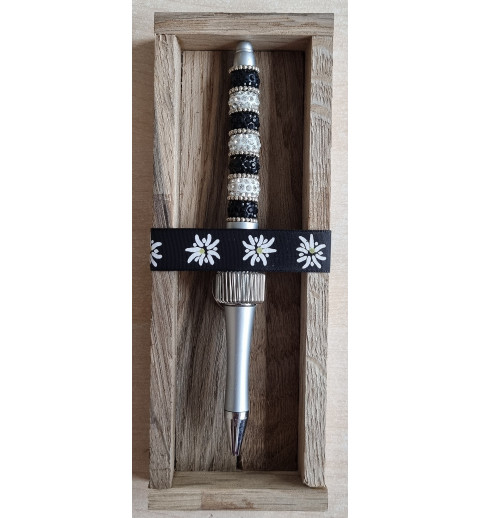Kugelschreiber silber/schwarz/weiss