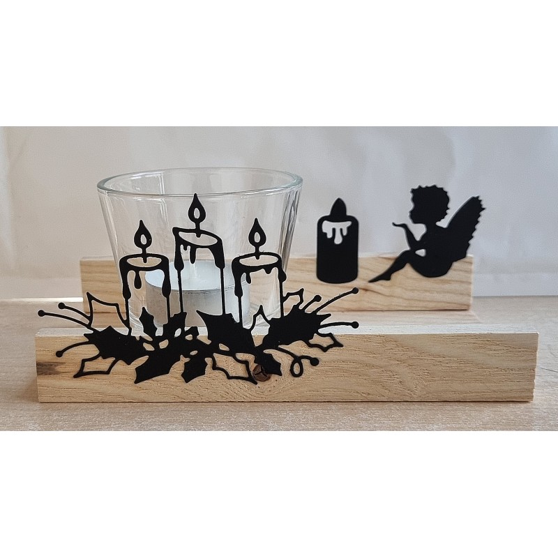 Teelicht Holz/Glas  Kerzen/Engel