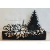 Teelicht Holz/Glas  Blumen/Tannenbaum