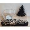 Teelicht Holz/Glas  Blumen/Tannenbaum