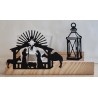 Teelicht Holz/Glas  Krippe/Sterne