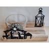 Teelicht Holz/Glas  Krippe/Sterne