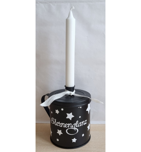 Metall Tasse mit Kerze Sternenglanz
