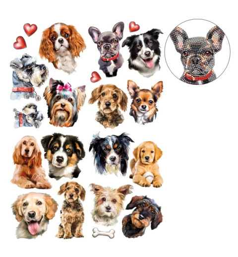 3D Diamant Pixel Sticker Hunde
