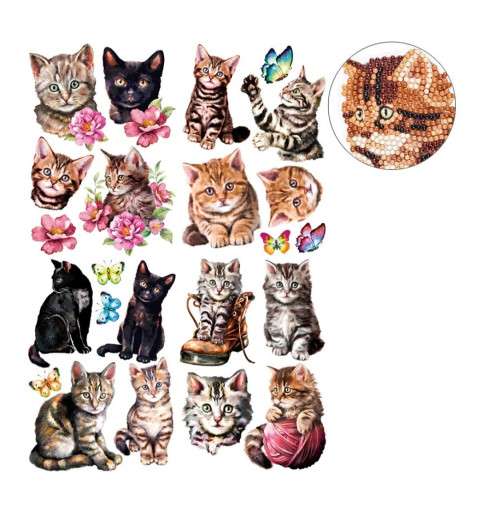3D Diamant Pixel Sticker Katzen