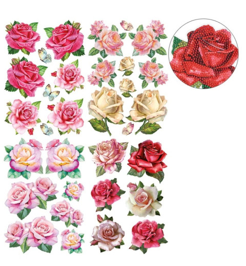 3D Diamant Pixel Sticker Rosen