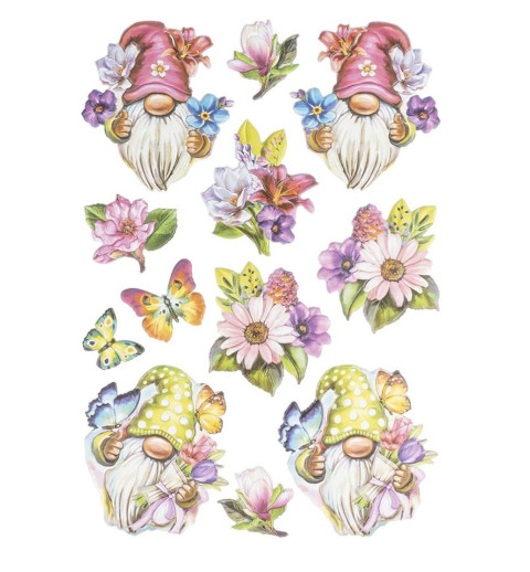 3D Relief Sticker Wichtel/Blumen