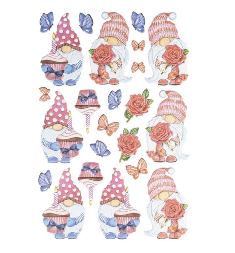 3D Relief Sticker Wichtel/Rosen