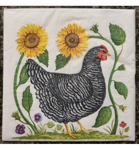 Serviette Huhn schwarz/weiß