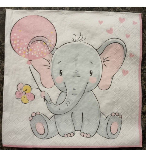 Serviette Elefant rosa