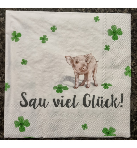 Serviette Sau viel Glück