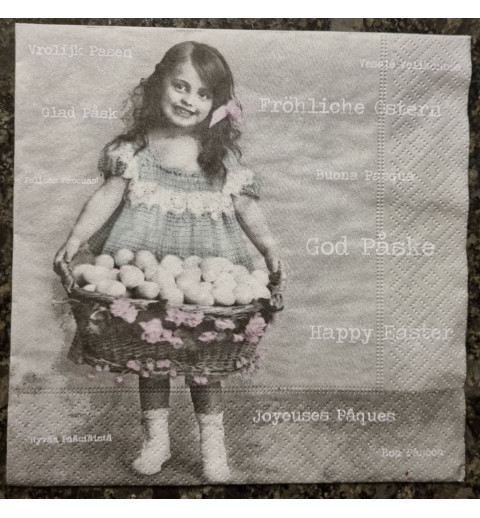 Serviette Mädchen mit Eierkorb