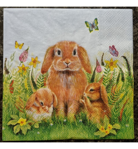 Serviette Hasenfamilie
