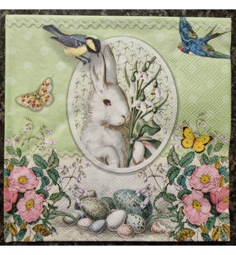 Serviette Hase/Maiglöckchen