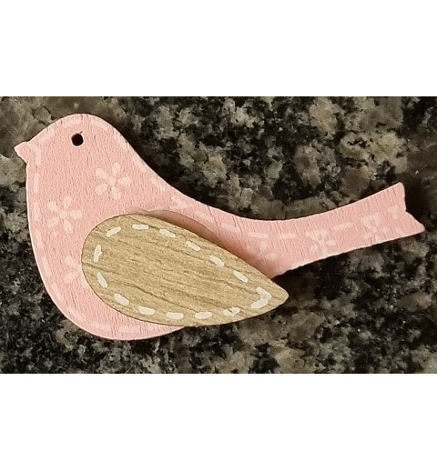 Holz Vogel rosa/natur