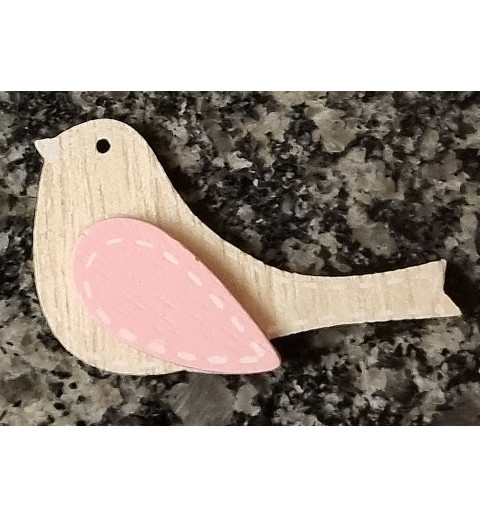 Holz Vogel natur/rosa
