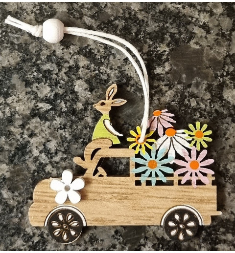 Holz Auto mit Kaninchen
