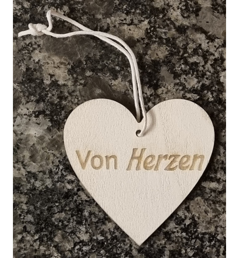 Holz Herz Von Herzen weiss/natur