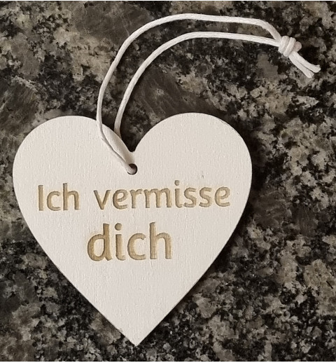 Holz Herz Ich vermisse Dich weiss/natur