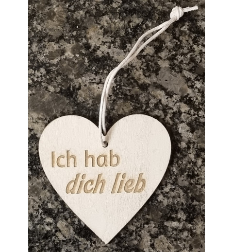 Holz Herz Ich hab dich lieb weiss/natur