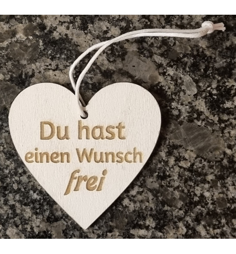 Holz Herz Du hast einen Wunsch frei weiss/natur