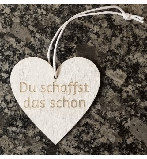 Holz Herz Du schaffst das schon weiss/natur