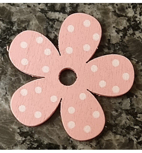 Holz Blume rosa/weiss gepunktet