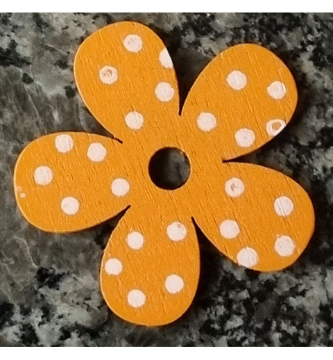 Holz Blume orange/weiss gepunktet
