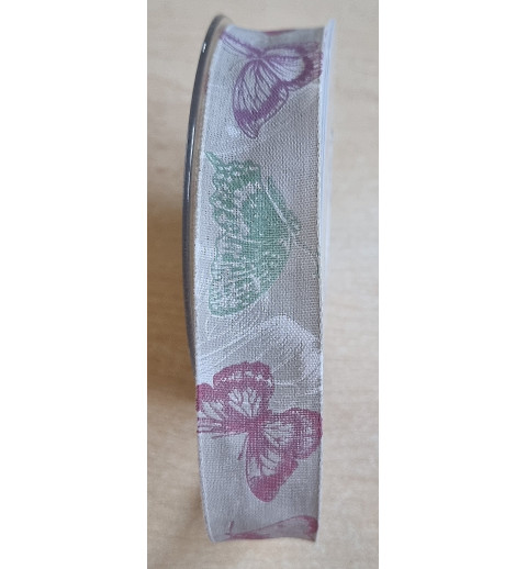 Dekoband Schmetterlinge taupe/mint/mauve