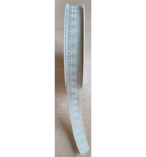 Dekoband Leinenoptik Blumen mint/glitzer